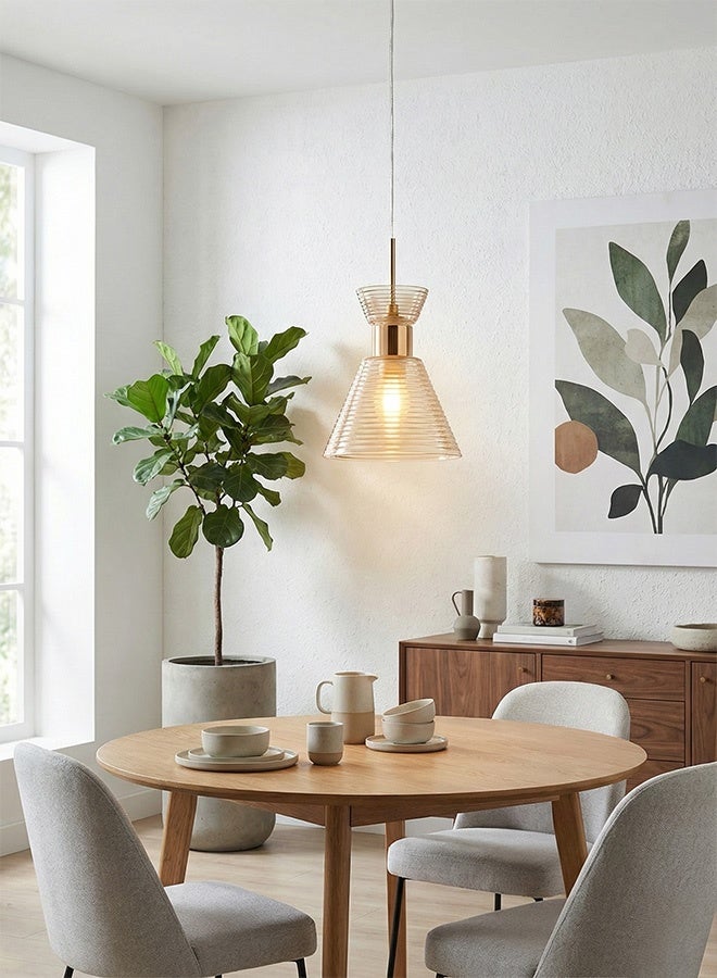  سبولكس إضاءة عصرية من SPOLUX، مصباح معلق فردي، زجاج ذهبي اللون، لون برونزي عتيق، 150 × 25 سم، مناسب لغرفة النوم والمطبخ - Image 2